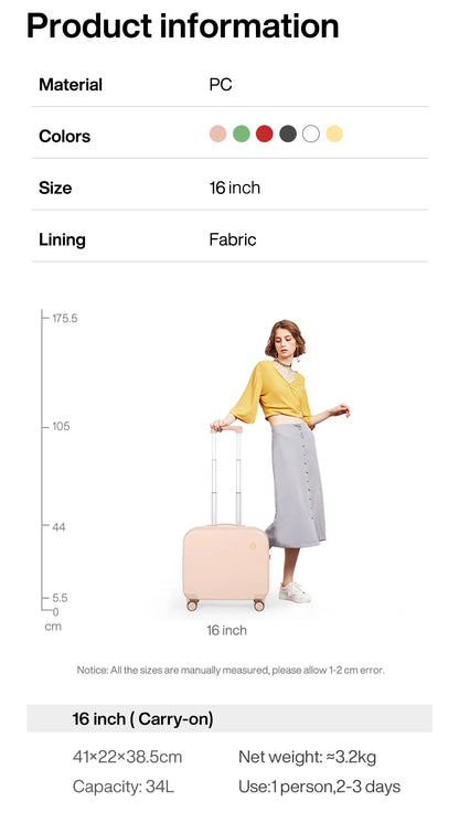 Mixi 16 Inch Carry On Suitcase