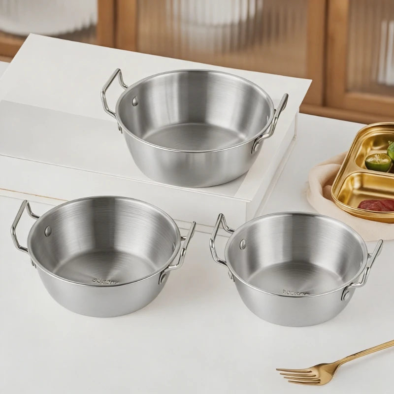 Stainless Steel Noodle Bowl with Handle - Ramen Soup Salad Bowl for Home, Camping, and Picnic