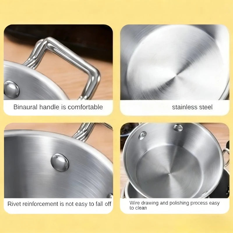 Stainless Steel Noodle Bowl with Handle - Ramen Soup Salad Bowl for Home, Camping, and Picnic
