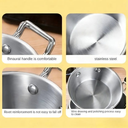 Stainless Steel Noodle Bowl with Handle - Ramen Soup Salad Bowl for Home, Camping, and Picnic