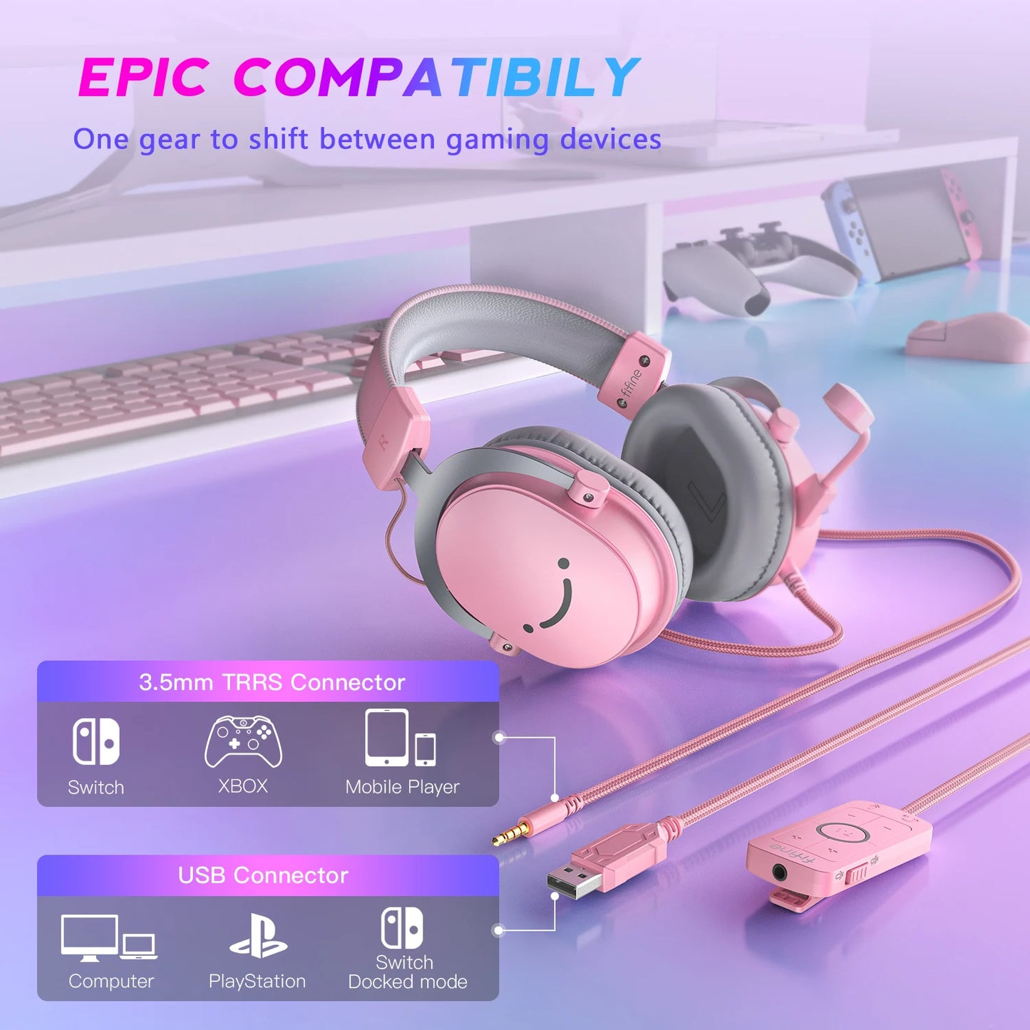 FIFINE Gaming Headset with Microphone Kit - Ultimate Audio Experience for PC, MAC, PS4/5