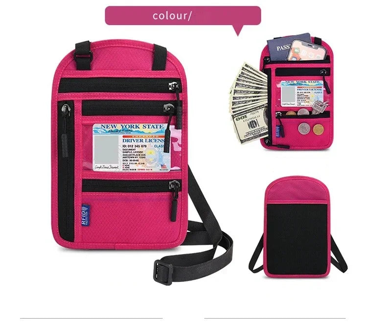 RFID Passport Holder Travel Anti-Theft Neck Pouch