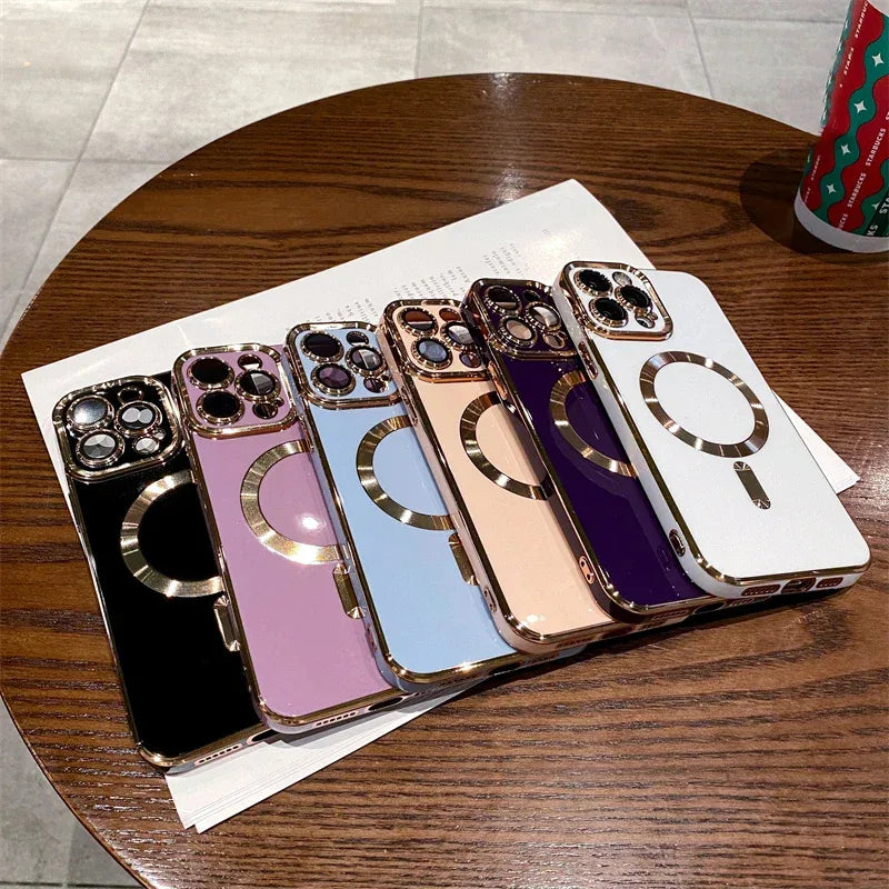 QIXTWO Luxury Plating Solid Colour Magnetic Wireless Charge Case - ShopHub