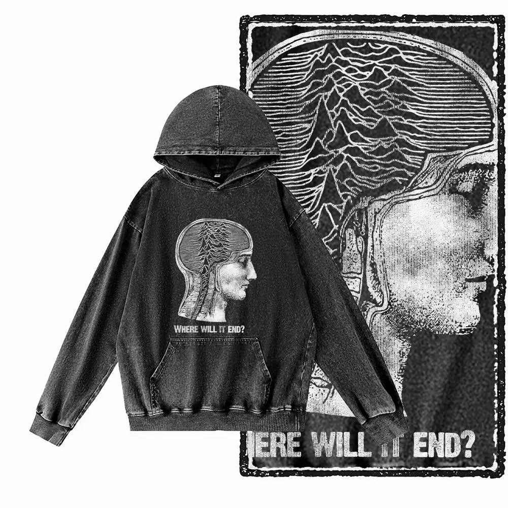 After Dark Acid-Washed Black Graphic Hoodie