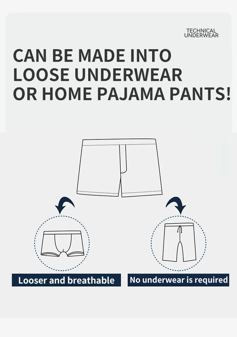MiiOW Men's Ice Silk Boxer Shorts 3Pcs Breathable Underwear Large Size