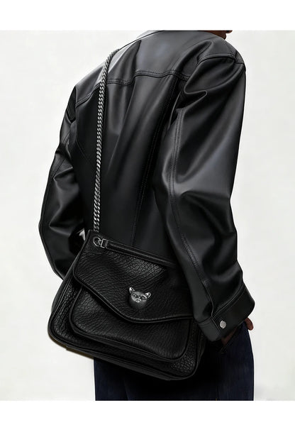 BAFELLI Chained Genuine Leather Satchel Bag