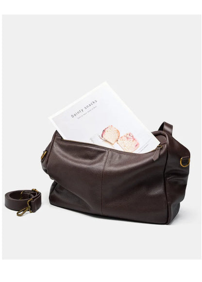 FOXER Genuine Leather Shoulder Bag for Women Large Capacity Handbag Female Casual Tote Bag Computer Bag Crossbody Purse as Gift