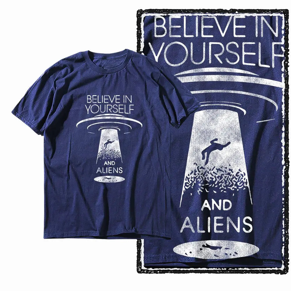 G44 NAVY Cotton Men's Cool Space Graphic T-shirt | Streetwear Big Size O-neck Men's Tee Tshirt