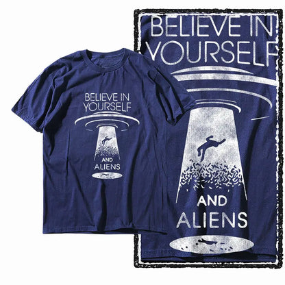 G44 NAVY Cotton Men's Cool Space Graphic T-shirt | Streetwear Big Size O-neck Men's Tee Tshirt