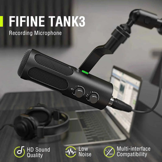 FIFINE Tank3 Heavy-Duty Metal USB/XLR Dynamic Microphone for Podcasting, Studio-Grade Recording, Noise Reduction & Premium Sound