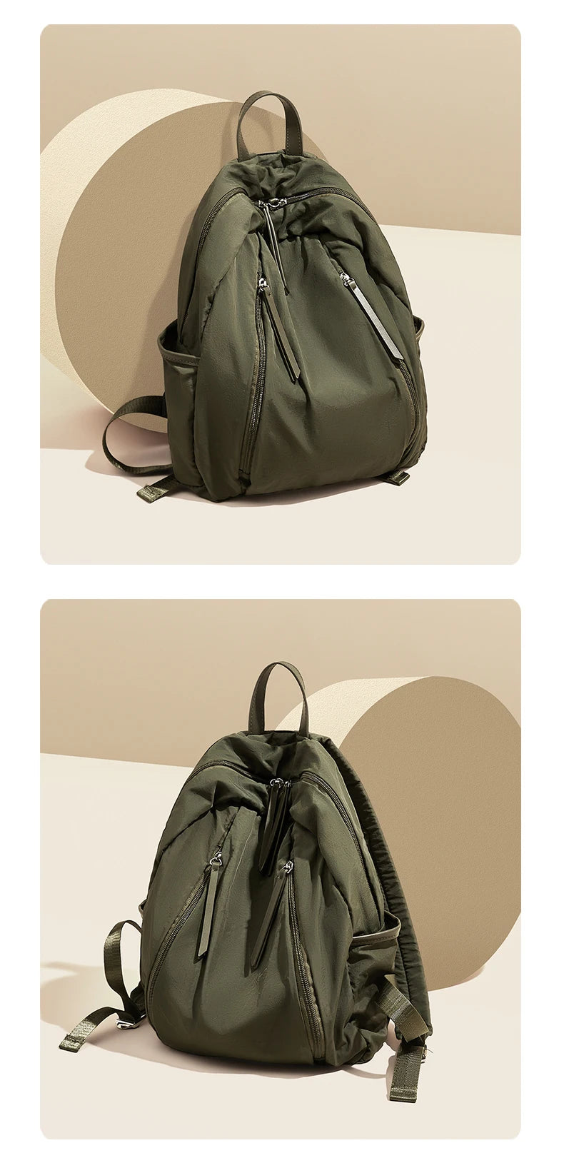 FOXER Simple Solid Color Backpack Women Backpack Waterproof Cotton Fabric Laptop School Bag Fashion Teenage Girl Travel Book Bag