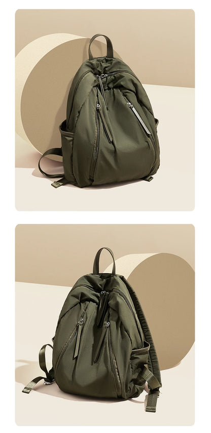 FOXER Simple Solid Color Backpack Women Backpack Waterproof Cotton Fabric Laptop School Bag Fashion Teenage Girl Travel Book Bag