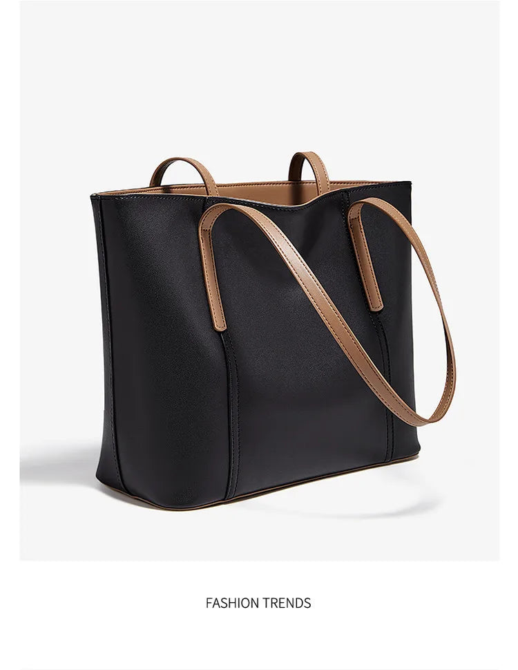 FOXER Lady's Shoulder Bag Split Leather Soft Fabric 2026 New Casual Large Capacity Women Tote Bag Commute Travel Bag All-match