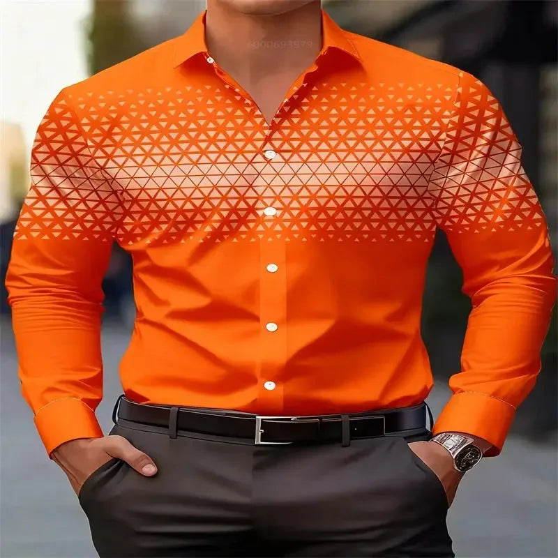 Men's Stylish Casual Red 3D Printing Shirts - ShopHub