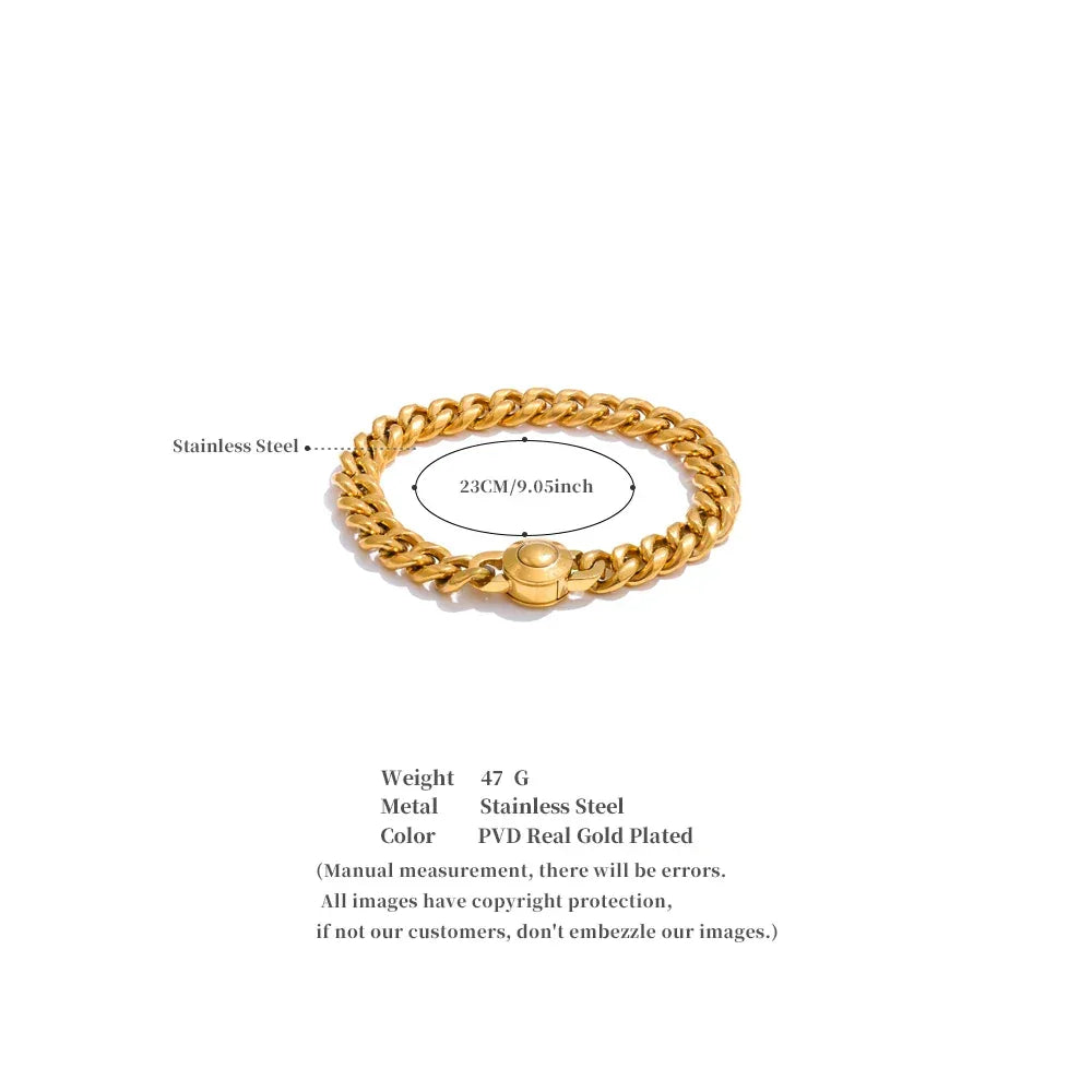 Hand Polished Stainless Steel Cuban Link Thick Bracelet - ShopHub