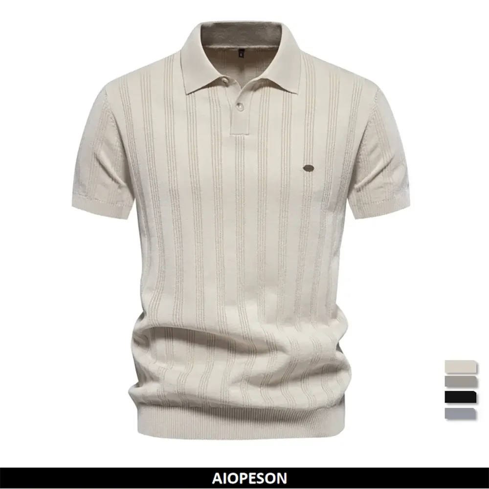 New Summer Ribbed Knit Polo Shirts - ShopHub