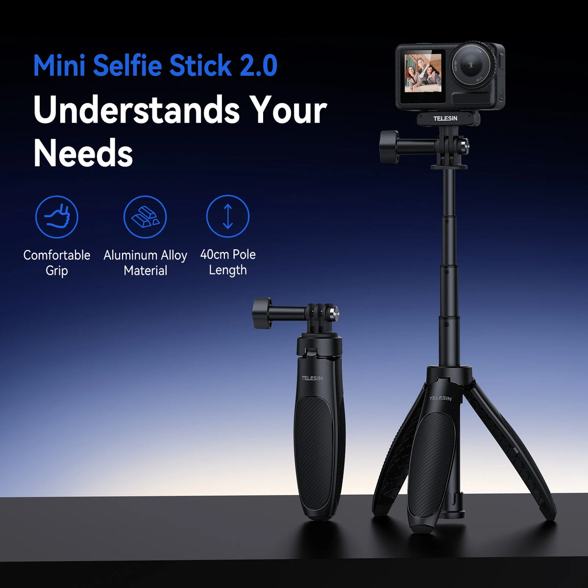 TELESIN Mini Quick Release Selfie Stick