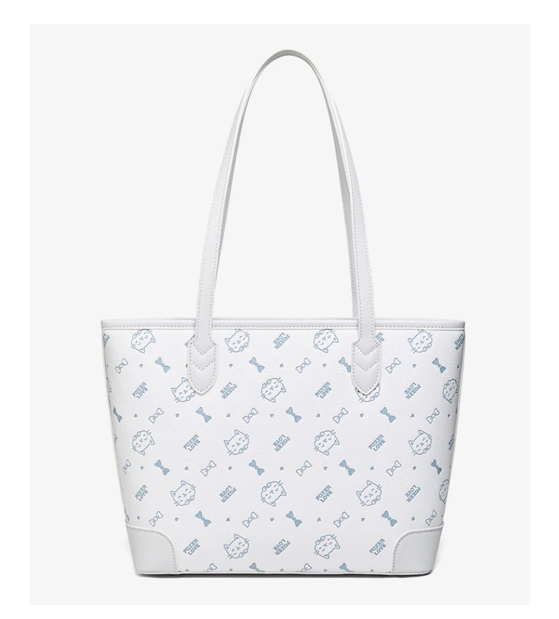 FOXER Summer New Women's Shoulder Bag PVC Leather Daily Tote Bag Female Commuting Purse Large Capacity Handbag for Everyday Use