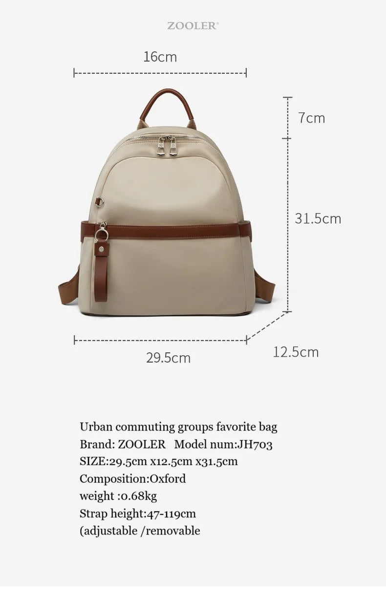 ZOOLER Oxford & Leather Female Letter Backpack