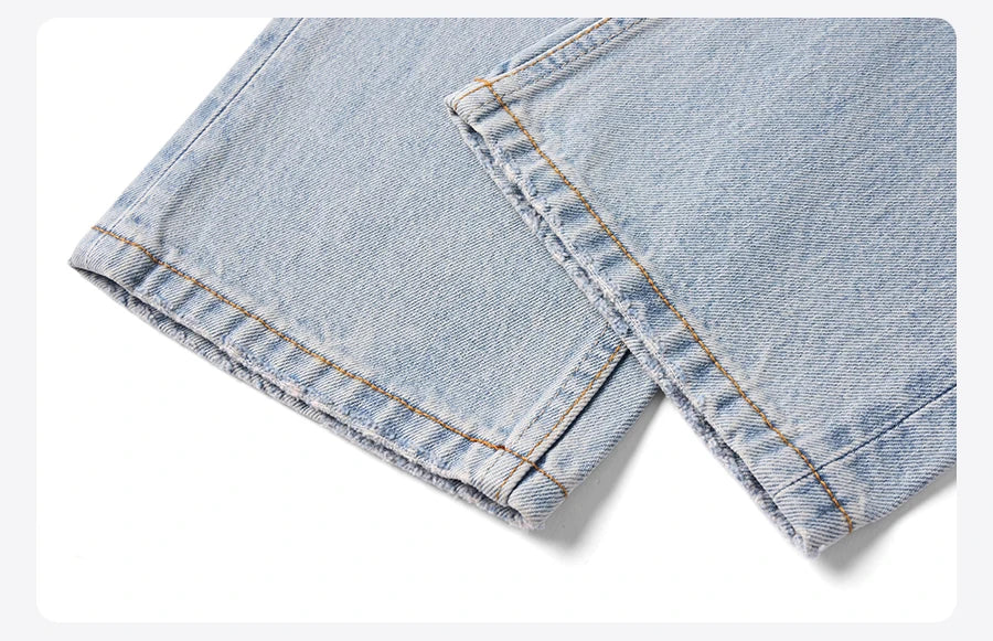 SIMWOOD 2026 Autumn New Loose Straight 13.5oz  100% Cotton Washed Vintage Jeans Men Plus Size Denim Trousers