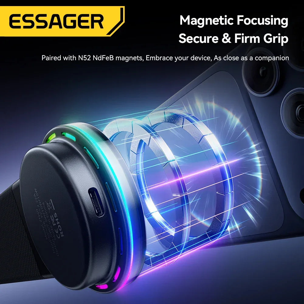 Essager 360° Free Rotation Magnetic Car Phone Holder and LED 15W Wireless Charger Stand - ShopHub