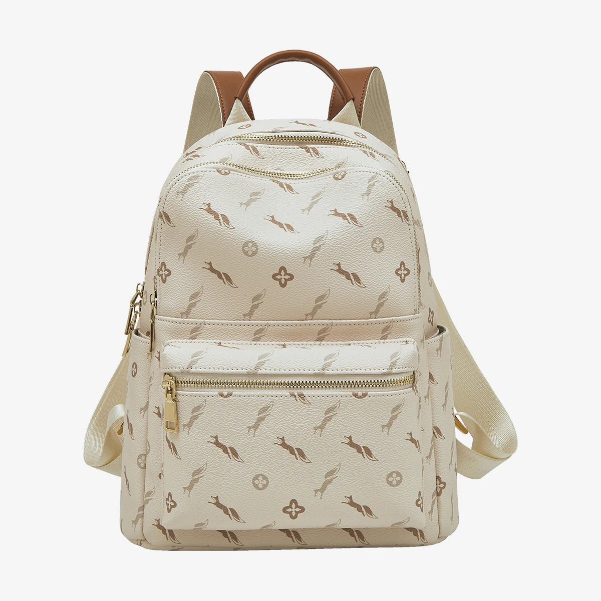 FOXER Women's Backpack Signature PVC Printing Fashion Travel Shoulder Bag Ladies Travel Rucksack Female Casual Monogram Backpack