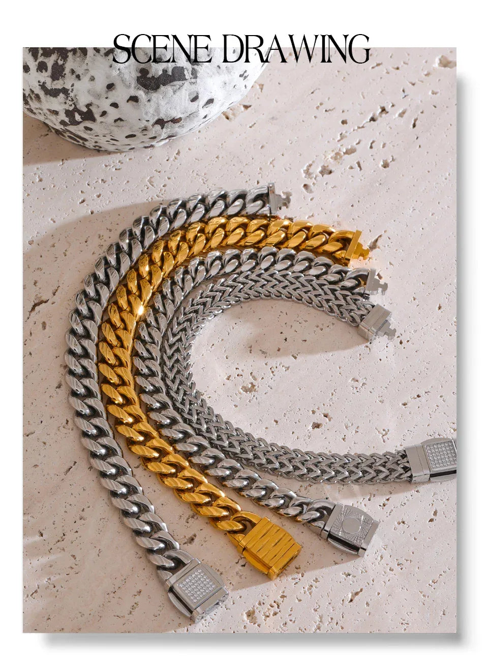 16 Cuban Chain Men's Bracelet Bangle - ShopHub