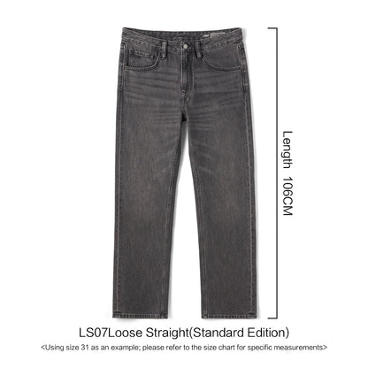 SIMWOOD 2026 Autumn Winter New Loose Straight 13oz 100% Cotton Fabric Jeans Men Washed Vintage Classical Denim Trousers