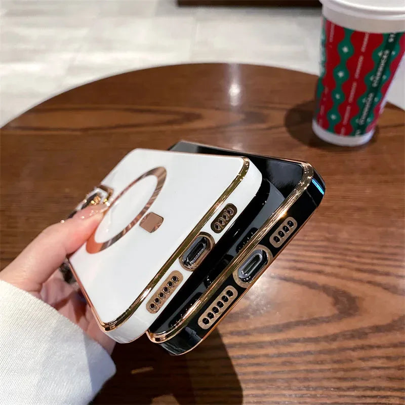 QIXTWO Luxury Plating Solid Colour Magnetic Wireless Charge Case - ShopHub
