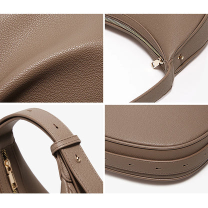 FOXER Women's Shoulder Bag PU Leather New Lady Crescent Underarm Bag Fashion Minimalist Crossbody Bag for Daily Casual Outfit