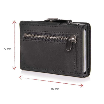 100% Crazy Horse Genuine Leather Men's Wallets - Rfid Card Holder