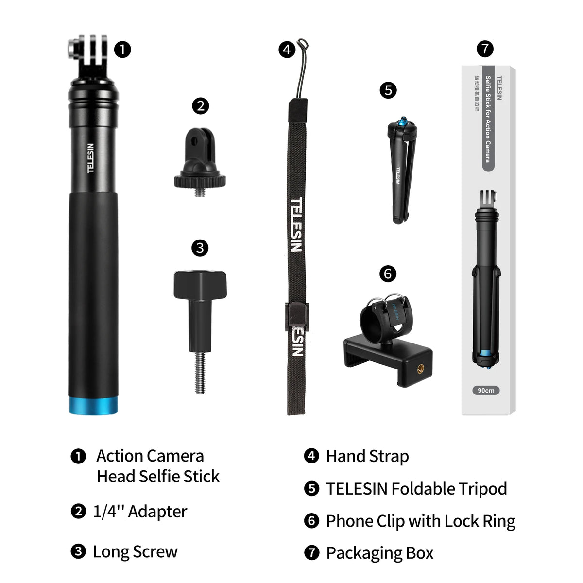 TELESIN GoPro Selfie Stick 360° Rotation Foldable