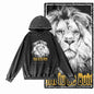 COOLMIND Lion Graphic Pullover | Acid-Washed Black