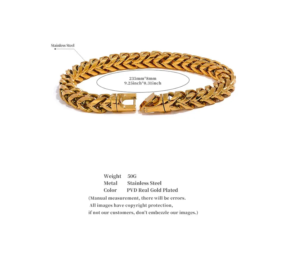 High-Quality Stainless Steel Round Cuban Chain Bracelet - ShopHub