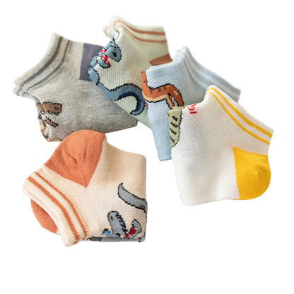 5 Pairs Boys' Dinosaur Socks – Soft & Breathable (4 sizes available) Habicare