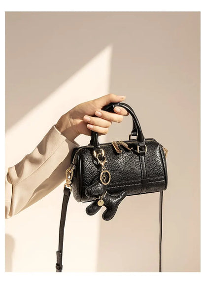 FOXER 2026 New Women's Handbag Fashion Barrel Bag Textured Cowhide Leather Lady Crossbody Bag Casual Commuter Shoulder Purse