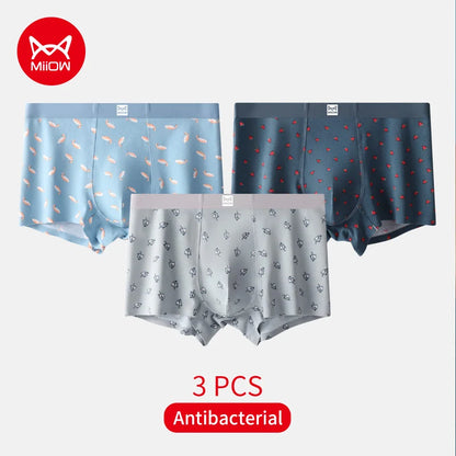 MiiOW Men's Underwear Set 3Pcs Antibacterial Funny Printed Boxers Briefs