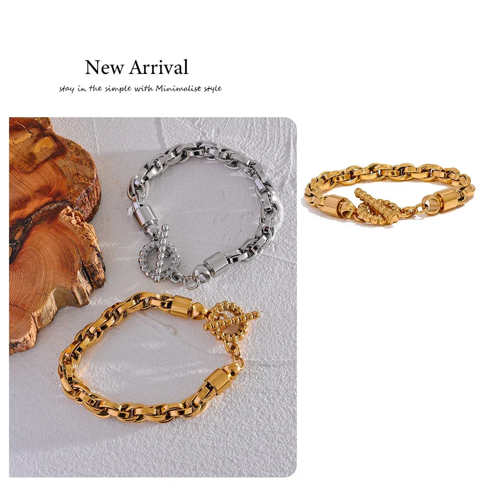 Stainless Steel Thicker Link Chain Bracelet - ShopHub