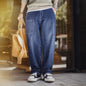 Maden 15oz Slub Cotton Denim Jeans Vintage Men's Washed Blue Straight Tapered Trousers Pants with Pockets for Men Autumn Winter