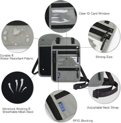 RFID Passport Holder Travel Anti-Theft Neck Pouch