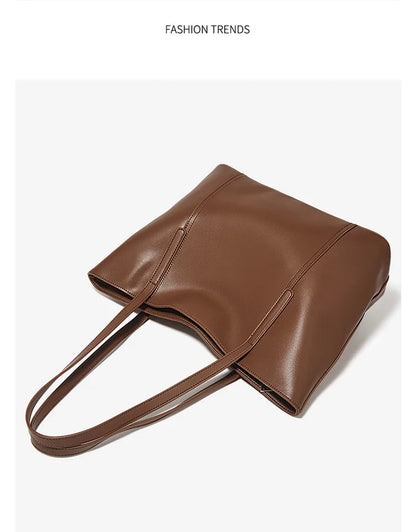 FOXER Lady's Shoulder Bag Split Leather Soft Fabric 2026 New Casual Large Capacity Women Tote Bag Commute Travel Bag All-match