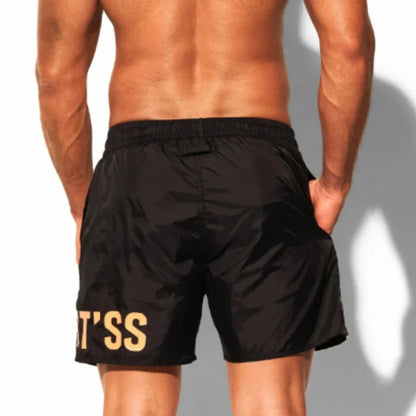 DESMIIT S88 Letter-Print Swim Shorts with Drawstring