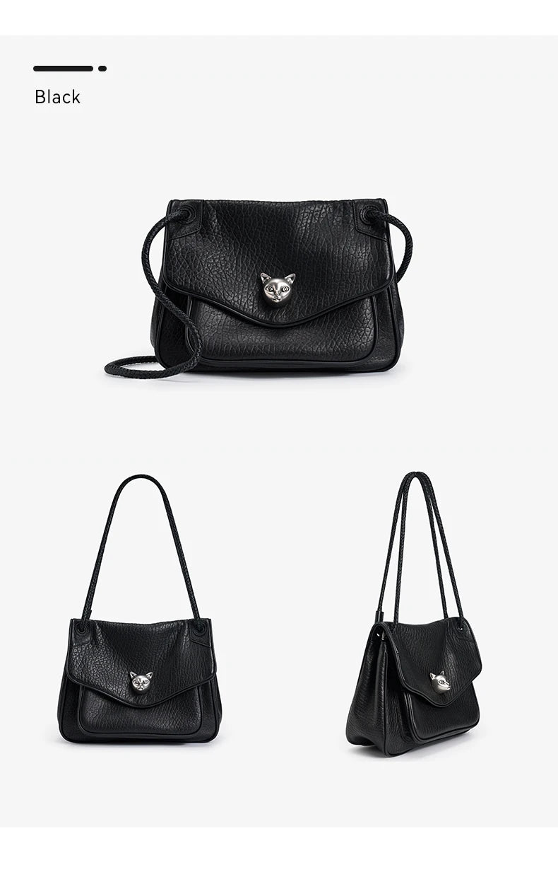 BAFELLI Chained Genuine Leather Satchel Bag