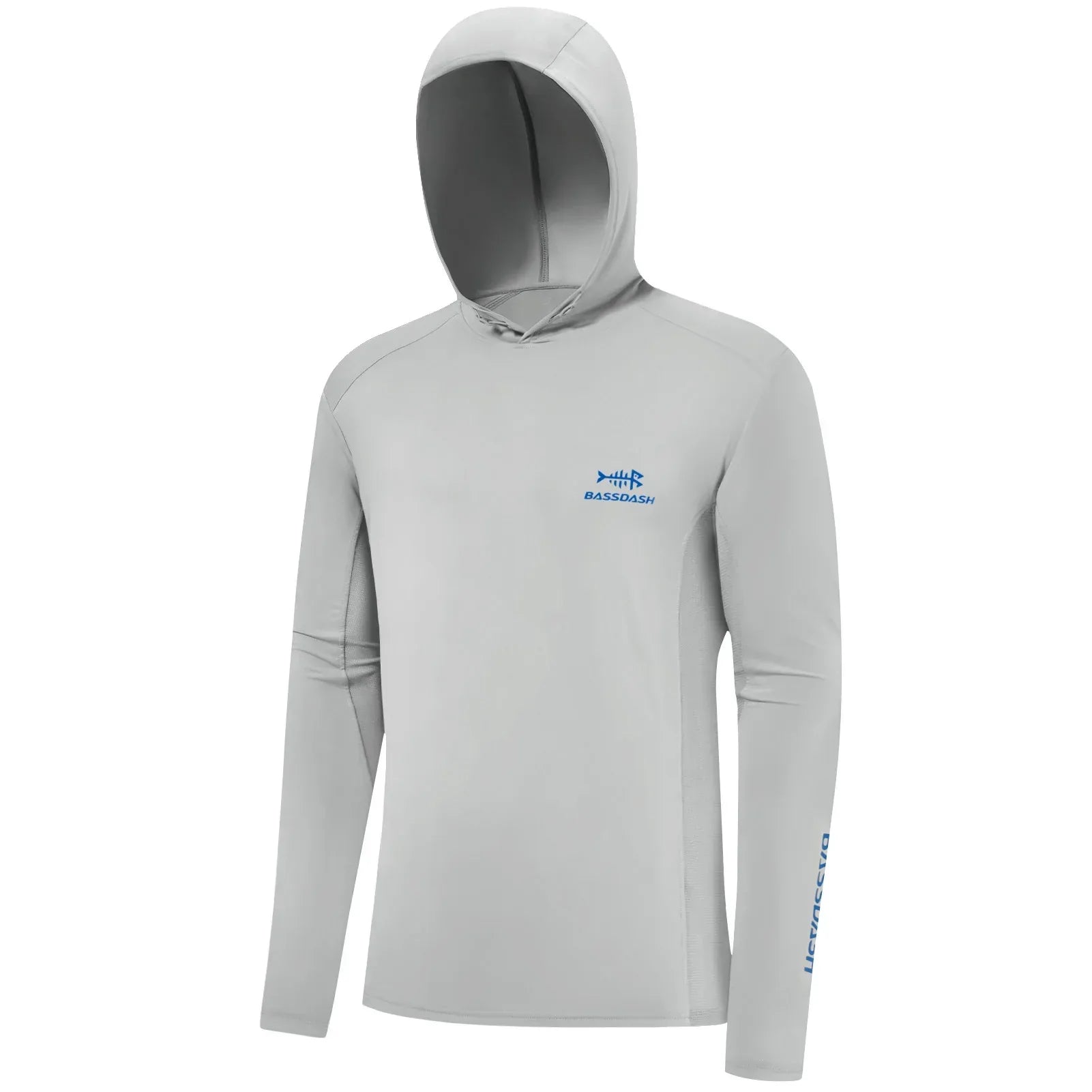 BASSDASH Men’s UPF 50+ Drawstring Fishing Hoodie Cool Grey Blue