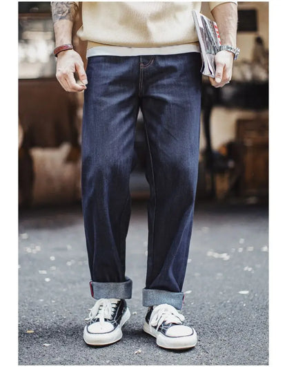Maden Men's 100% Cotton Vintage Selvedge Raw Denim Jeans