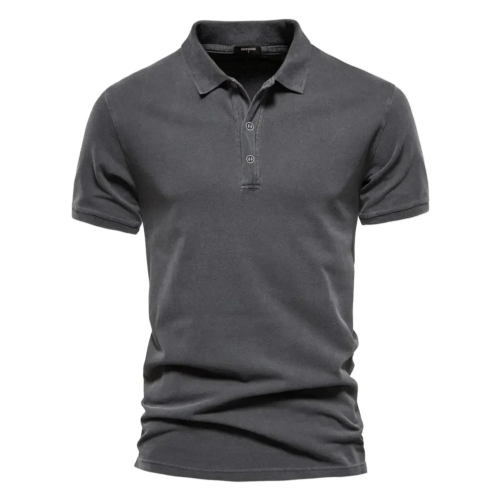 AIOPESON 100% Cotton Solid Colour Men's Polo Shirts - ShopHub