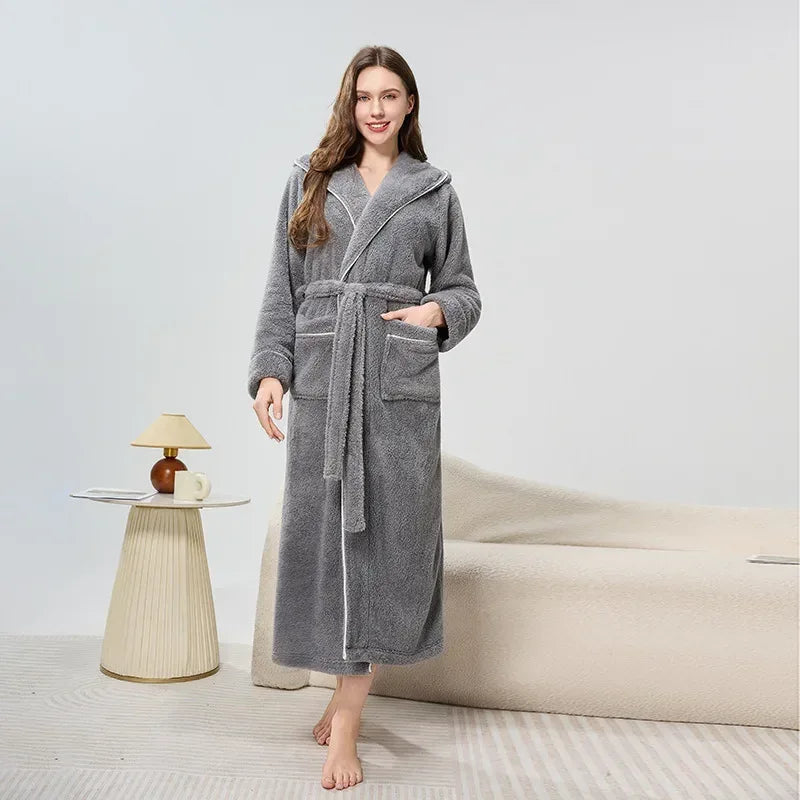 Thicken Flannel Couple Long Robes - ShopHub