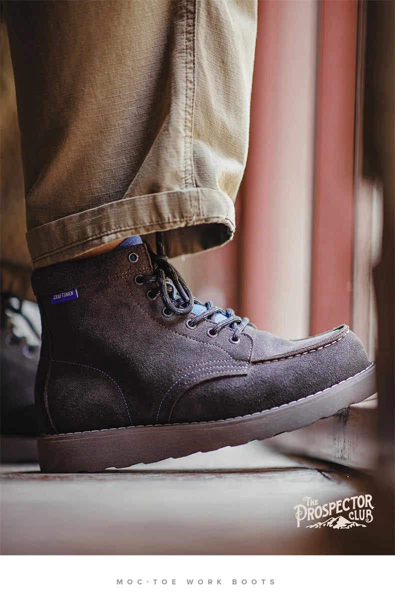Maden Men's Vintage Brown Cow Suede Work Boots