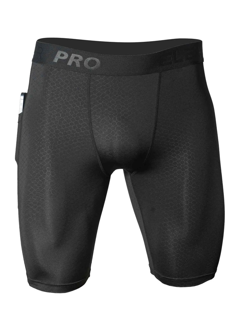 Men's Boxer Briefs with Pockets from ShopHub NZ, showing navy blue sports underwear with functional side pockets and elastic waistband.