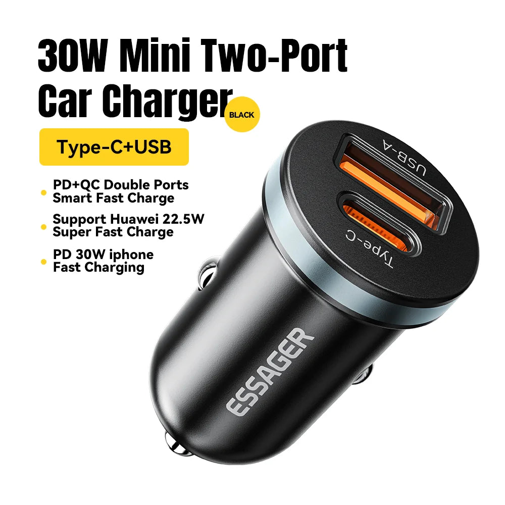 Essager 30W USB C Quick Charger Car Charger